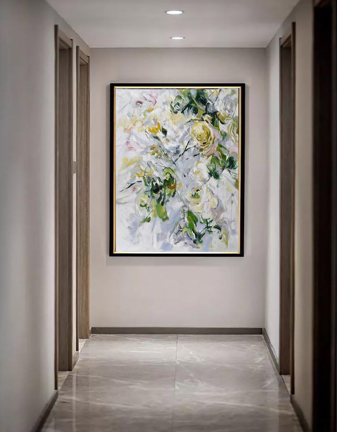 Vertical Abstract Flower Oil Painting #LX82B